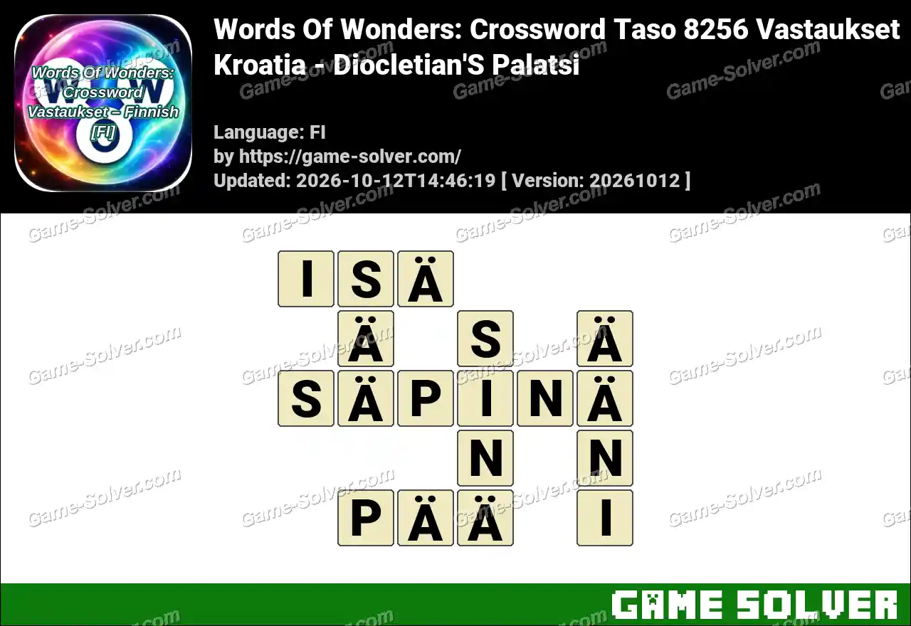 Words Of Wonders: Crossword Taso 8256 Vastaukset – Kroatia – Diocletian’S Palatsi
